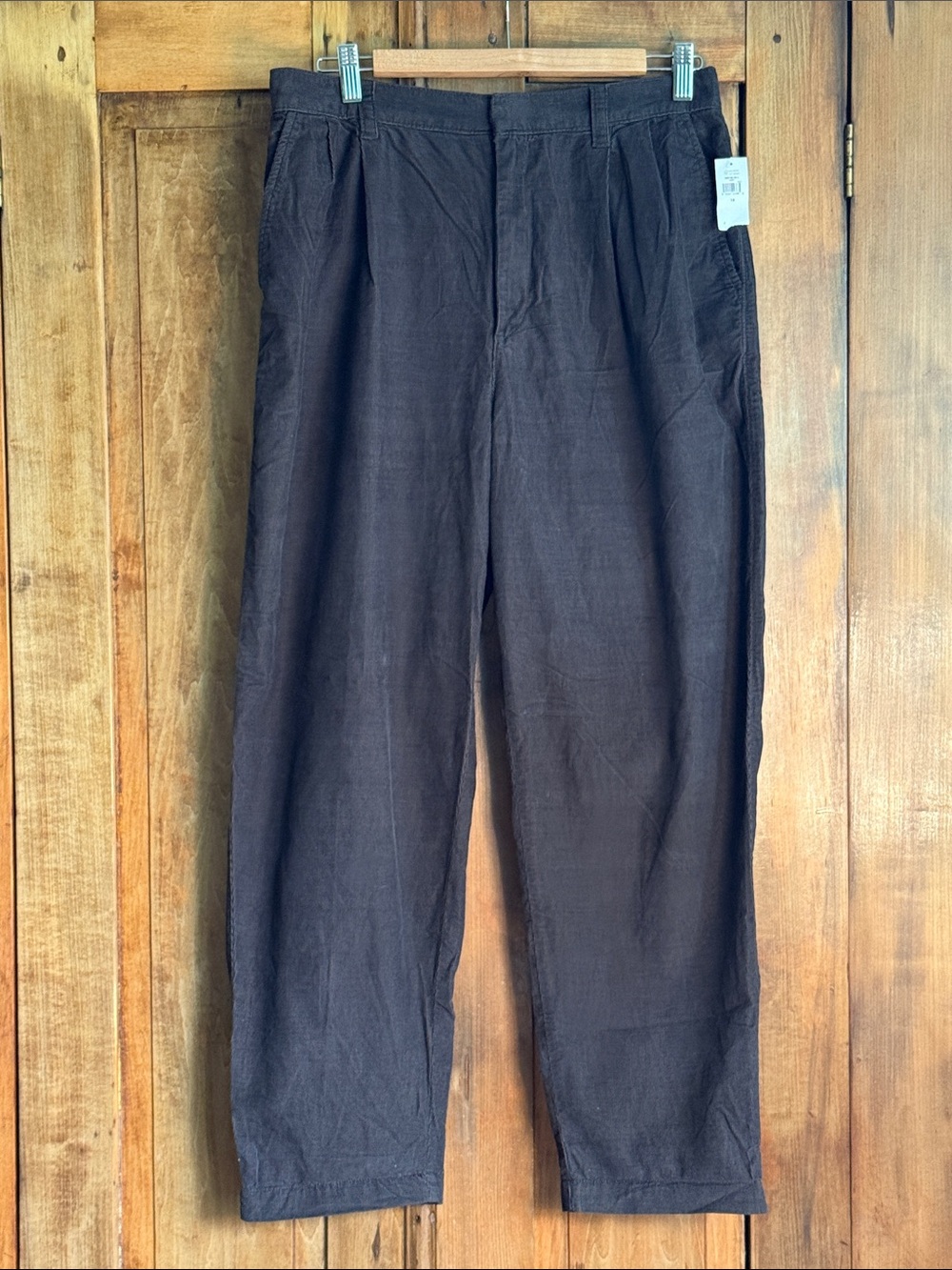 NWT Women’s 14 GAP Dark Brown Lightweight Corduroy Pleated Pants
